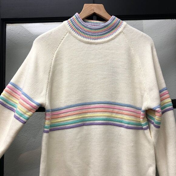 New UNIF Cream & Pastel Stripe Prisma Sweater - XS - Picture 2 of 8